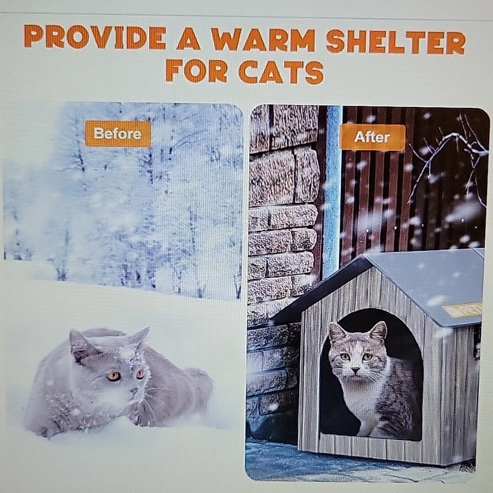 PETNF Pet heating house outdoor cat weatherproof insulate heat pad 20x13…New